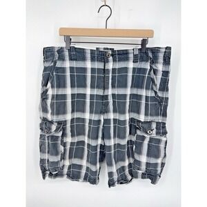 Vintage Y2K Express Mens Shorts 38 Plaid Cargo Retro Throwback Preppy Academia